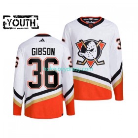 Dětské Hokejový Dres Anaheim Ducks JOHN GIBSON 36 Adidas 2022-2023 Reverse Retro Bílý Authentic